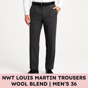 Louis Martin Wool Blend Expandable Waist Pleated Dress Pants Quiet Luxury Office